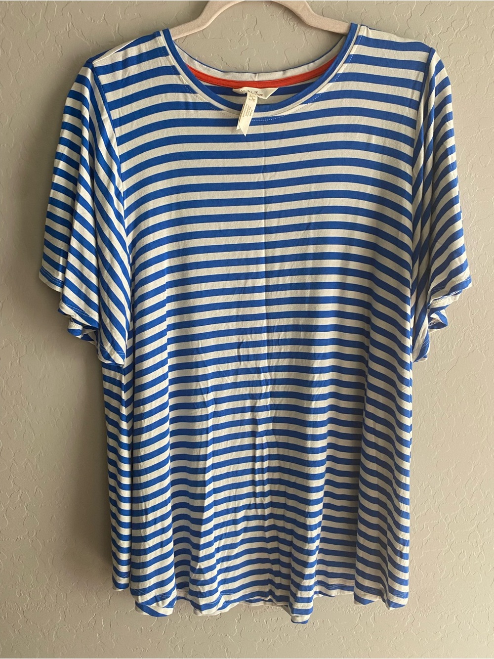 Matilda Jane Blue White Striped Flutter Sleeve Top Size L